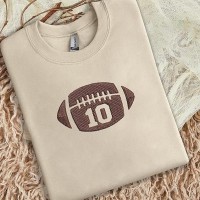 Custom Football Number Embroidered Sweatshirt with Name on Sleeve Hoodie Game Day Gift for Men Women