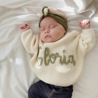 Custom Hand-Embroidered Baby Sweater with Baby Name Baby Shower Gift Newborn Gift 