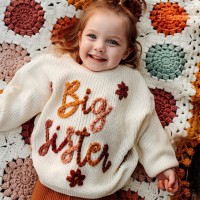 Personalized Big Sister Hand-Embroidered Sweater Personalized Knit Newborn Outfit Unique Baby Gift 