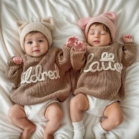 Personalized Hand-Embroidered Baby Sweater with Baby Name Unique Gift for Mom Newborn Birthday Gift Ideas