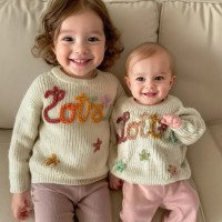 Custom Hand-Embroidered Baby Sweater with Baby Name Unique Birthday Gift 