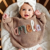 Personalized Hand-Embroidered Sweater with Baby Name Personalized Knit Newborn Outfit for Mom Baby Shower Gift Ideas