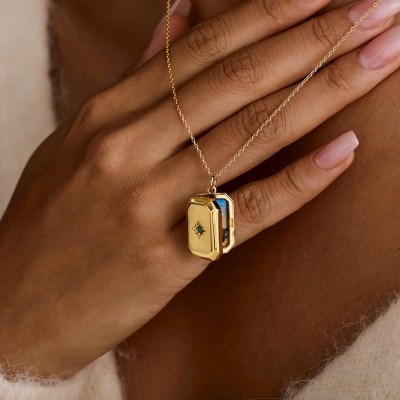 Custom Photo Locket Necklace with Birthstones Mother's Day Gift Ideas