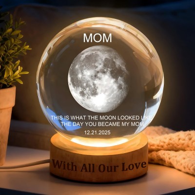 Personalized Mom Moon Phase Crystal Ball Night Light With Name Keepsake Gift for Mom Grandma