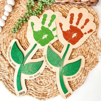 Personalized Mother's Day Handprint Flower Keepsake for Mom Grandma