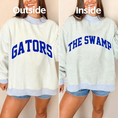 Custom Gators/The Swamp Reversible Mockneck Sweatshirt with Double Sided Collar Unique Gift for Game Day