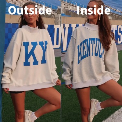 Custom Kentucky/KY Reversible Mockneck Sweatshirt with Double Sided Collar Unique Gift for Game Day