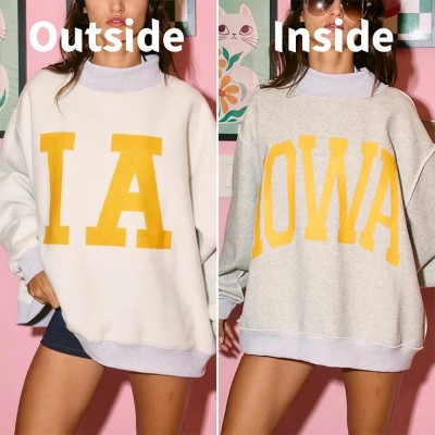 Custom Iowa/IA Reversible Mockneck Sweatshirt with Double Sided Collar Unique Gift for Game Day