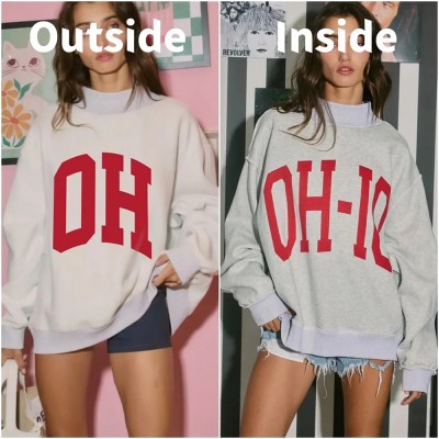 Custom Ohio/OH Reversible Mockneck Sweatshirt with Double Sided Collar Unique Gift for Game Day