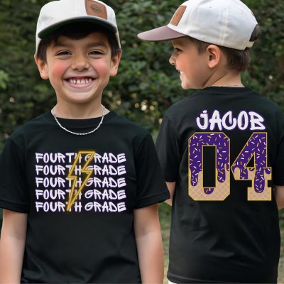 Personalized Drip Baseball Back to School T-Shirts with Kids Names Unique First Day of School Gift Ideas