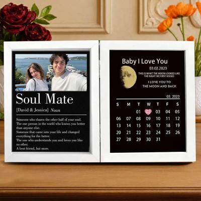 Custom Definition Frame with Real Moon Phase for Anniversary Valentine's Day