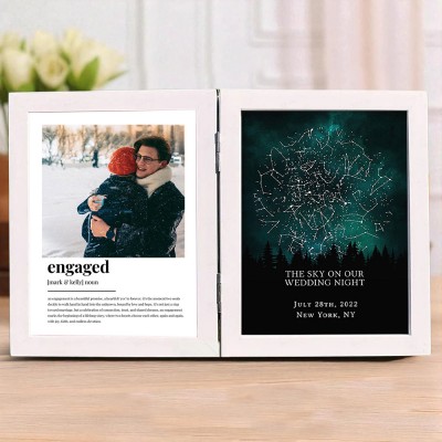 Custom Definition Frame with Star Map for Couples