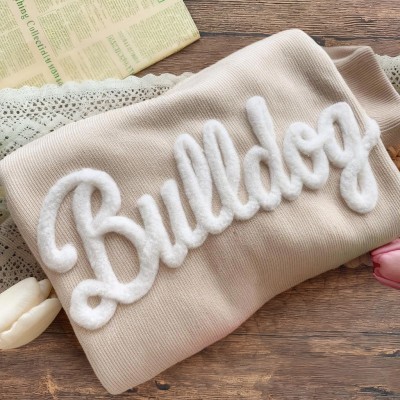 Custom Chenille Embroidered Team Sport Sweatshirt with Game Day Fuzzy Letter Unique Gift for Game Day