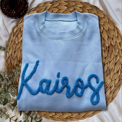 Custom Chenille Embroidered Team Sport Sweatshirt with Game Day Fuzzy Letter Unique Gift for Game Day