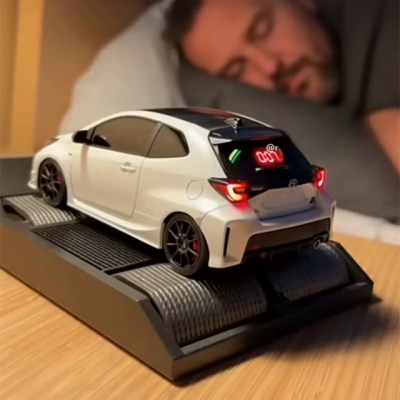 Time Display Sports Car Alarm Clock with Engine Light Glow Unique Valentine's Gift for Car Lovers Bedroom Decor