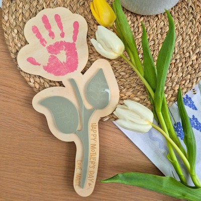 Personalized Mother's Day Handprint Flower Keepsake for Mom Grandma