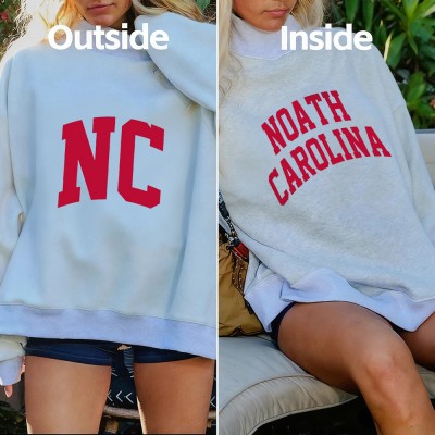 Custom North Carolina/NC Reversible Mockneck Sweatshirt with Double Sided Collar Unique Gift for Game Day