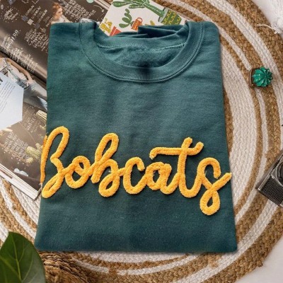 Personalized Chenille Embroidered Team Sport Shirt Sweatshirt with Game Day Fuzzy Letter Unique Gift for Game Day