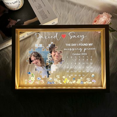 Personalized The Day I Found My Missing Piece Night Light Frame Keepsake Gift for Couple Anniversary Gift Valentine's Day Gifts