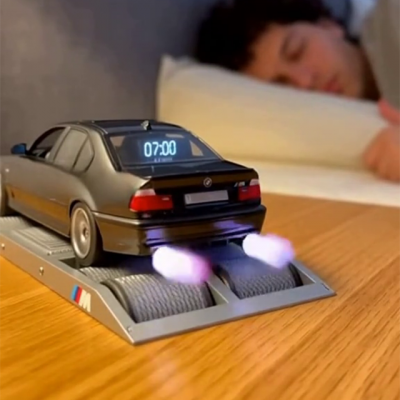 Time Display Sports Car Alarm Clock with Engine Light Glow Unique Valentine's Gift for Car Lovers Bedroom Decor