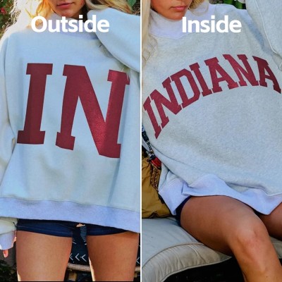 Custom Indiana/IN Reversible Mockneck Sweatshirt with Double Sided Collar Unique Gift for Game Day