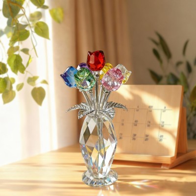 Crystal Glass Rose Bouquet Gift for Mom Grandma Mother's Day Gift Ideas