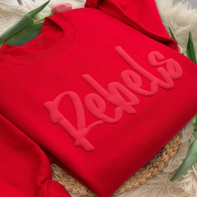 Custom Puff Print Team Sport Sweatshirt with Embossed Team Name Metallic Design Unique Gift for Game Day