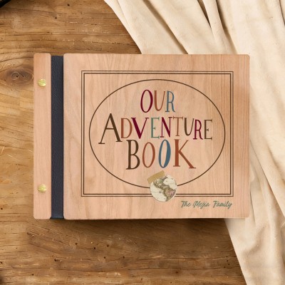 Our Adventure Book Personalized Wood Photo Album For Christmas Valentine's Day Anniversary Gift Ideas