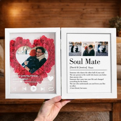 Custom Music Flowers Frame with Couple Definition for Anniversary Valentine's Day