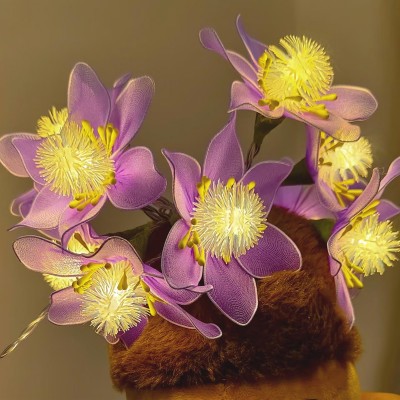 Handmade Purple Peony Flower String Lights Romantic Iron Wire Fairy Lights for Home Decor Wedding and Christmas Gift Idea