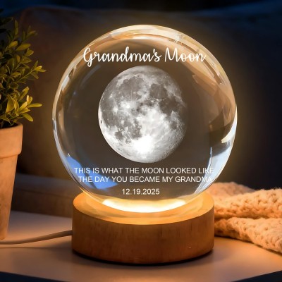 Personalized Grandma's Moon Phase Crystal Ball Night Light With Name Keepsake Gift for Mom Grandma