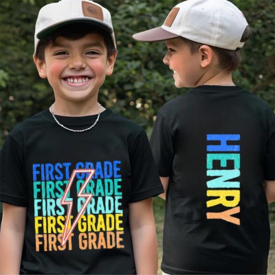Custom First Day of School T-Shirt with Kids Name Back to School Gift Ideas