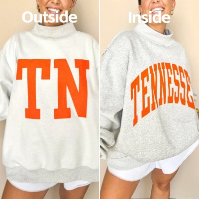 Custom Tennessee/TN Reversible Mockneck Sweatshirt with Double Sided Collar Unique Gift for Game Day