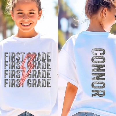 Custom Back to School T-Shirts with Kids Names Unique First Day of School Gifts for Children