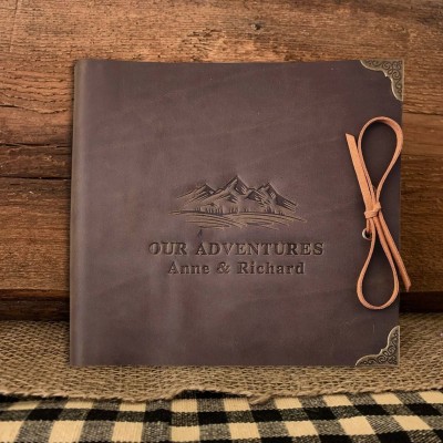 Our Adventure Book Personalized Leather Travel Photo Album For Christmas Valentine's Day Anniversary Gift Ideas