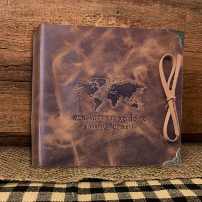Our Adventure Book Personalized Leather Travel Photo Album For Christmas Valentine's Day Anniversary Gift Ideas