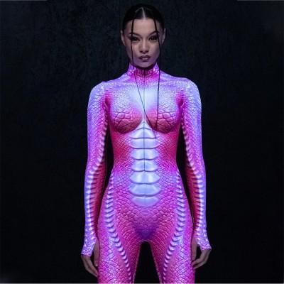Pink Reptile Spandex Bodysuit Costume for Women Perfect Halloween Gift Ideas