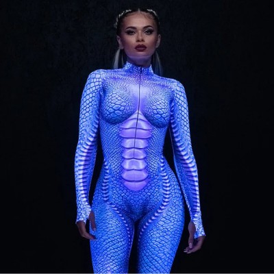 Purple Reptile Spandex Bodysuit Costume for Women Perfect Halloween Gift Ideas