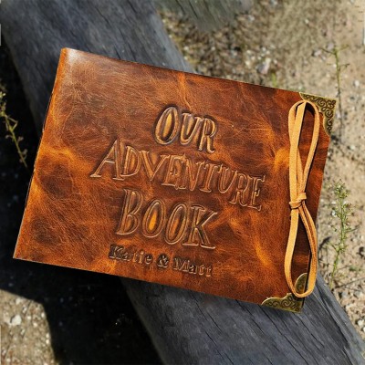 Our Adventure Book Personalized Genuine Leather Photo Album For Christmas Valentine's Day Anniversary Gift Ideas