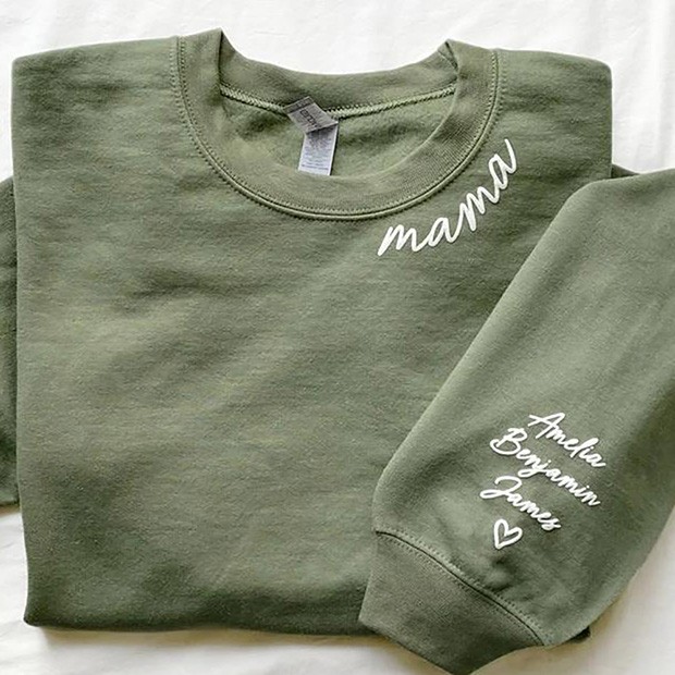 Custom Mama Sweatshirt Hoodie With Names On The Sleeve Gift For Mom Grandma Mother's Day Gift Ideas