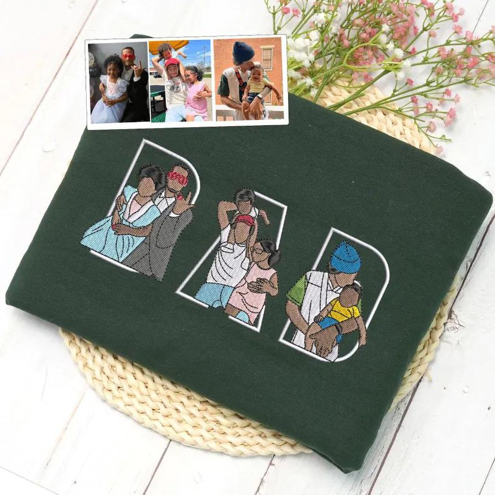 Custom Embroidered Photo Sweatshirt Hoodie for Dad Father's Day Gift Ideas