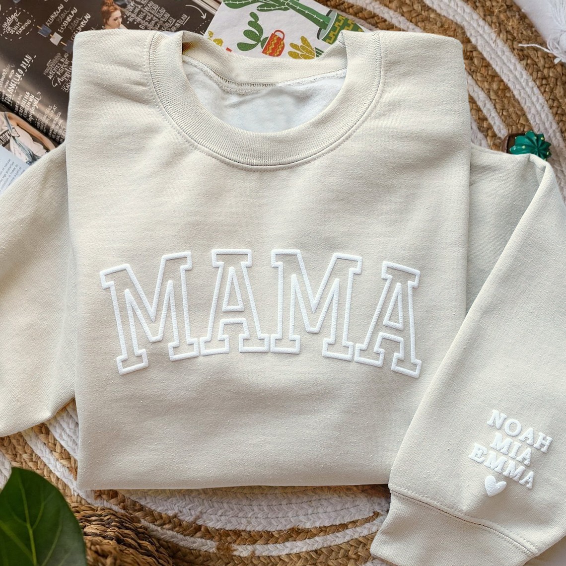 Personalized Mama Sweatshirt with Kids Names on Sleeve Birthday Gift for Mom New Mom Gift Mother's Day Gift Ideas
