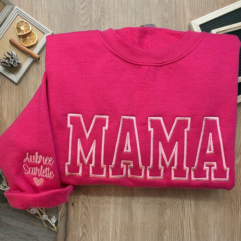 Personalized Mama Embroidered Sweatshirt Hoodie Unique Gift For Mom Grandma Christmas Gift Ideas