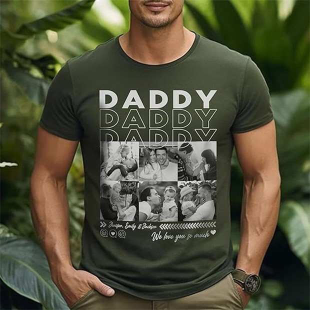 Custom DADDY Sweatshirt T-Shirt Hoodie with Photos Unique Gifts for Dad Papa Father's Day Gift