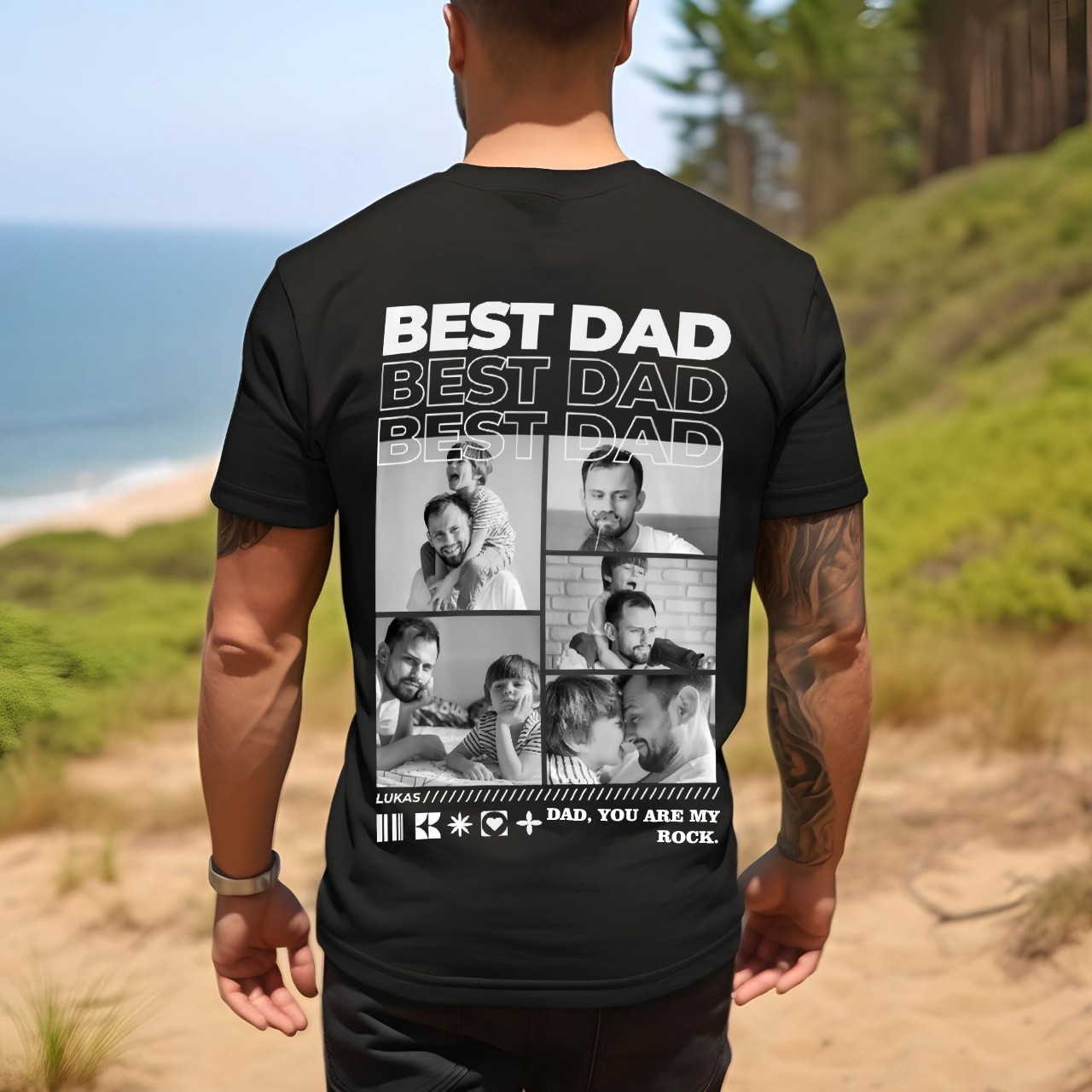 Personalized BEST DAD T-Shirt Sweatshirt with Photos Unique Gifts for Dad Papa Father's Day Gift