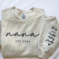Personalized Nana Sweatshirt with Kids Names on Sleeve For Mom Grandma Mother's Day Gift Ideas