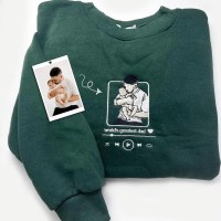 Dad Embroidered Photo Portrait Sweatshirt Personalized Gifts for Dad Father's Day Gift Ideas