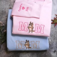 Custom Dog Mom Embroidered Sweatshirt Hoodie with Kids Names on Sleeve For Mother's Day Gift