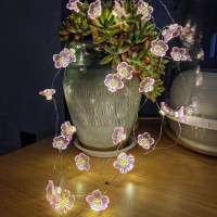 Handmade Pink Cherry Blossom Fairy Lights Copper String Lights for Bedroom Wedding and Christmas Gift Idea