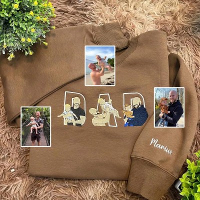 Custom Embroidered Photo Sweatshirt Hoodie for Dad Father's Day Gift Ideas